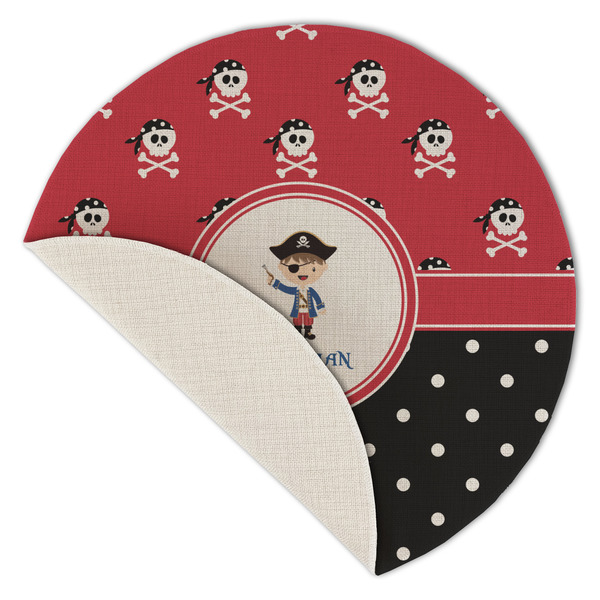 Pirate & Dots Round Linen Placemats - Front (folded corner single sided)