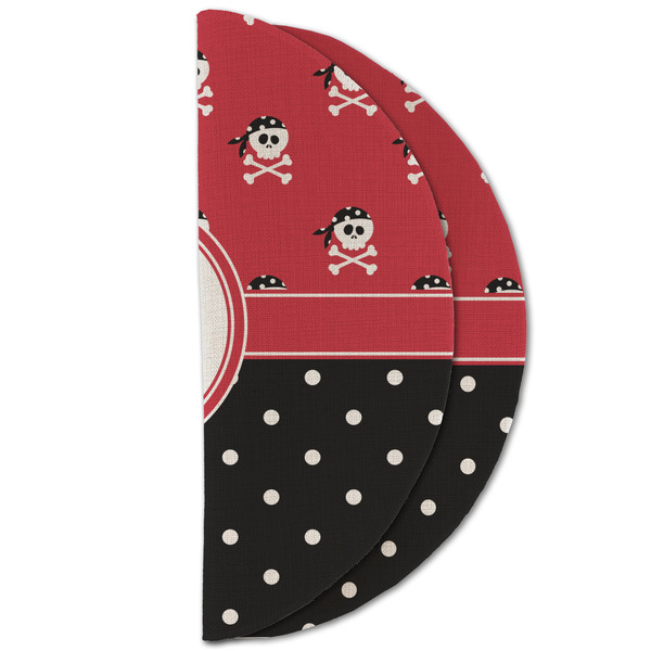 Pirate & Dots Round Linen Placemats - HALF FOLDED (double sided)