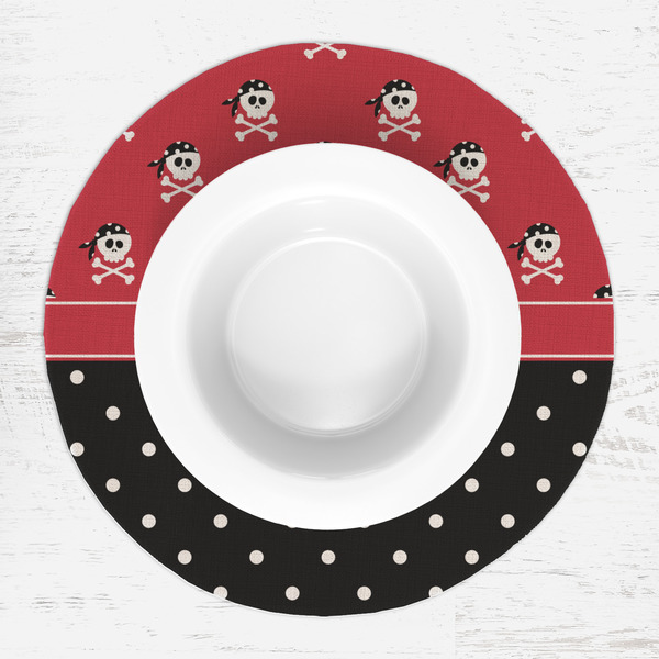 Pirate & Dots Round Linen Placemats - LIFESTYLE (single)