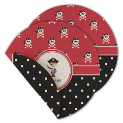 Pirate & Dots Round Linen Placemat - Double Sided (Personalized)