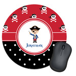 Pirate & Dots Round Mouse Pad (Personalized)