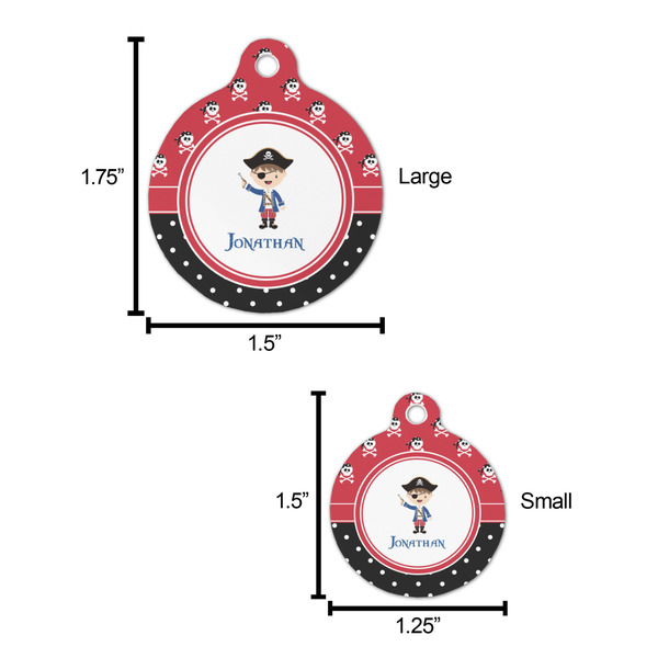 Pirate & Dots Round Pet ID Tag - Large - Comparison Scale