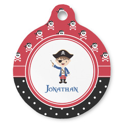 Pirate & Dots Round Pet ID Tag (Personalized)
