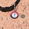 Pirate & Dots Round Pet ID Tag - Small - In Context