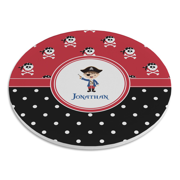 Pirate & Dots Round Stone Trivet - Angle View