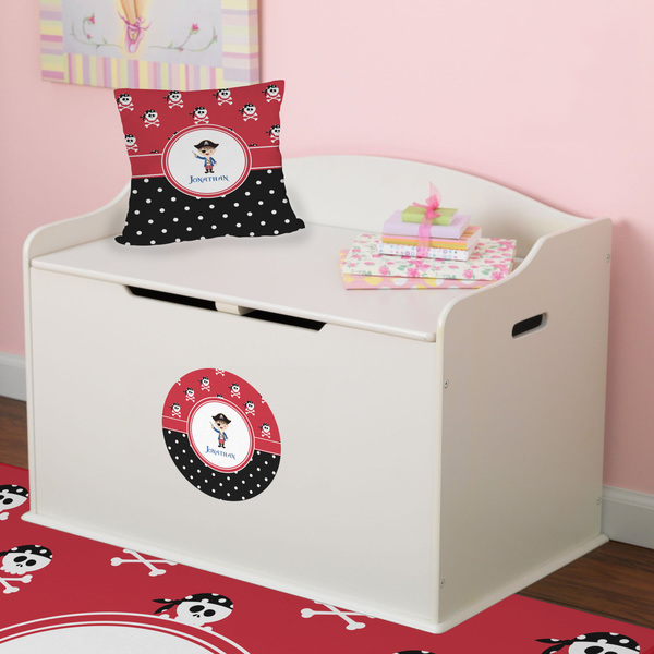 Pirate & Dots Round Wall Decal on Toy Chest