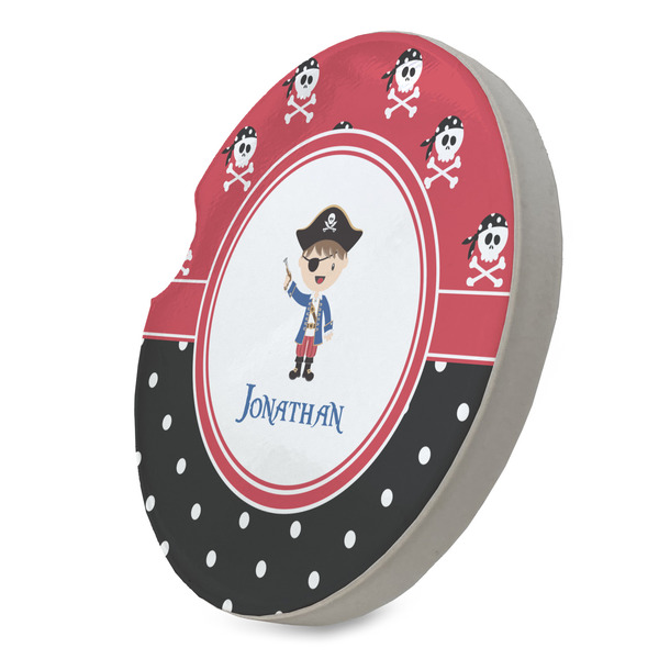 Pirate & Dots Sandstone Car Coaster - STANDING ANGLE
