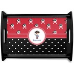 Pirate & Dots Black Wooden Tray - Small (Personalized)