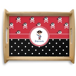 Pirate & Dots Natural Wooden Tray - Large (Personalized)