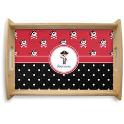 Pirate & Dots Natural Wooden Tray - Small (Personalized)