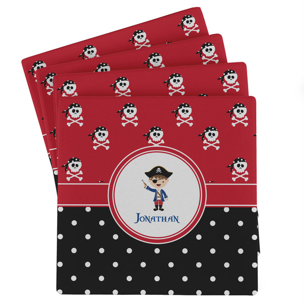 Custom Pirate & Dots Absorbent Stone Coasters - Set of 4 (Personalized)