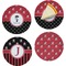 Pirate & Dots Set of 4 Glass Appetizer / Dessert Plate 8" (Personalized)