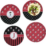 Pirate & Dots Set of 4 Glass Lunch / Dinner Plate 10" (Personalized)