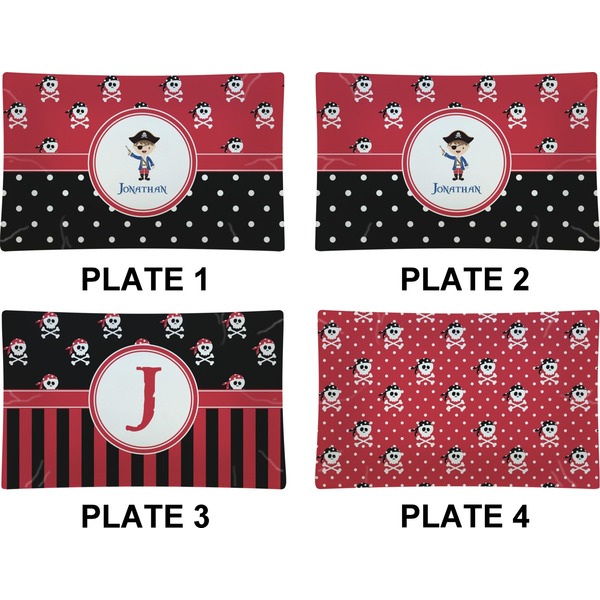 Pirate & Dots Set of Rectangular Dinner Plates (Approval)