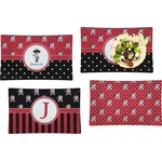 Pirate & Dots Set of 4 Glass Rectangular Lunch / Dinner Plate (Personalized)