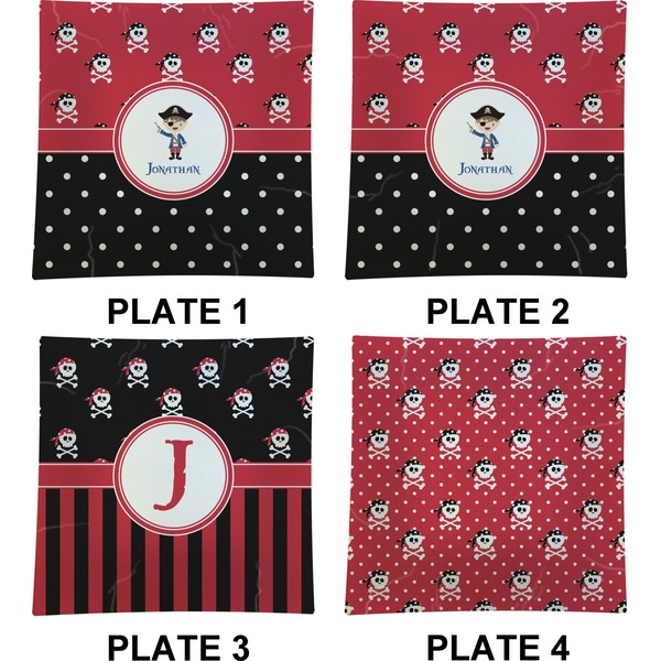 Pirate & Dots Set of Square Dinner Plates (Approval)