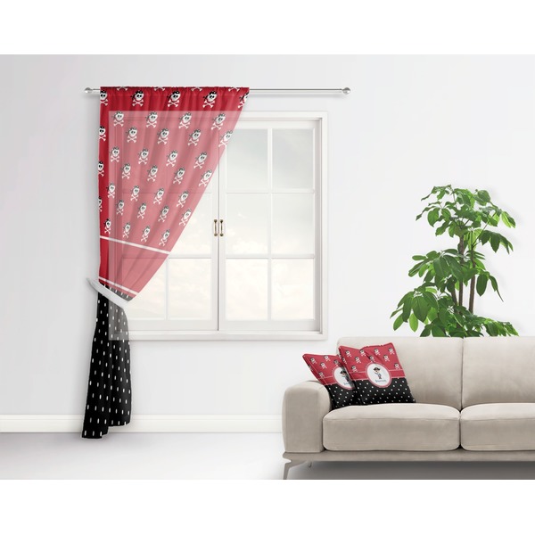 Pirate & Dots Sheer Curtain With Window and Rod - in Room Matching Pillow