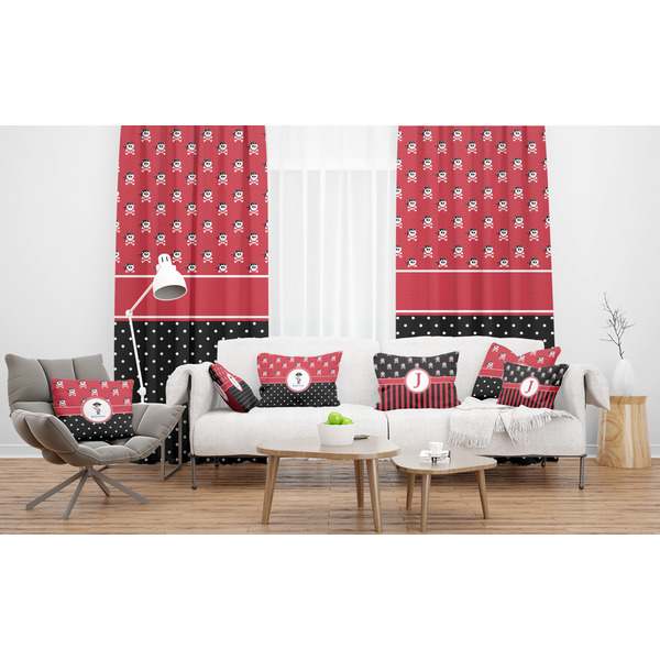 Pirate & Dots Sheer and Custom Curtains in Room with Matching Pillows