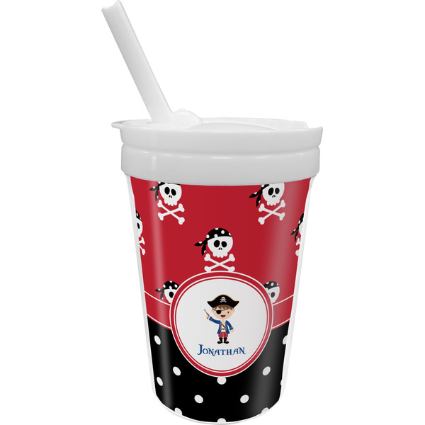 Custom Pirate & Dots Sippy Cup with Straw (Personalized)