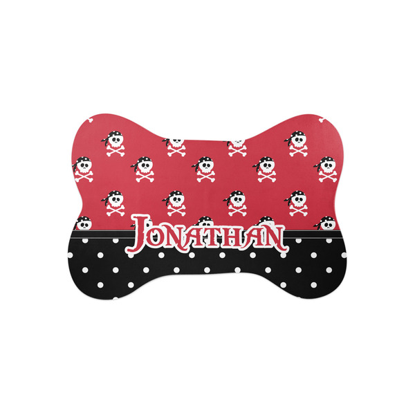 Custom Pirate & Dots Bone Shaped Dog Food Mat (Small) (Personalized)