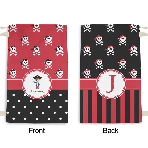 Pirate & Dots Small Laundry Bag - Front & Back View
