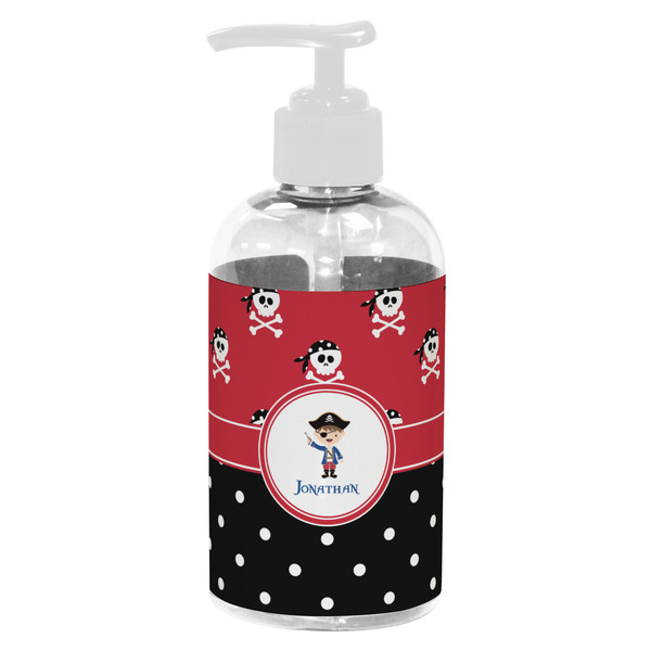 Custom Pirate & Dots Plastic Soap / Lotion Dispenser (8 oz - Small - White) (Personalized)