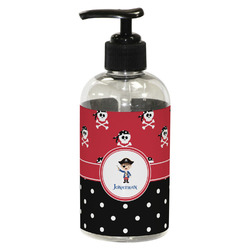 Pirate & Dots Plastic Soap / Lotion Dispenser (8 oz - Small - Black) (Personalized)