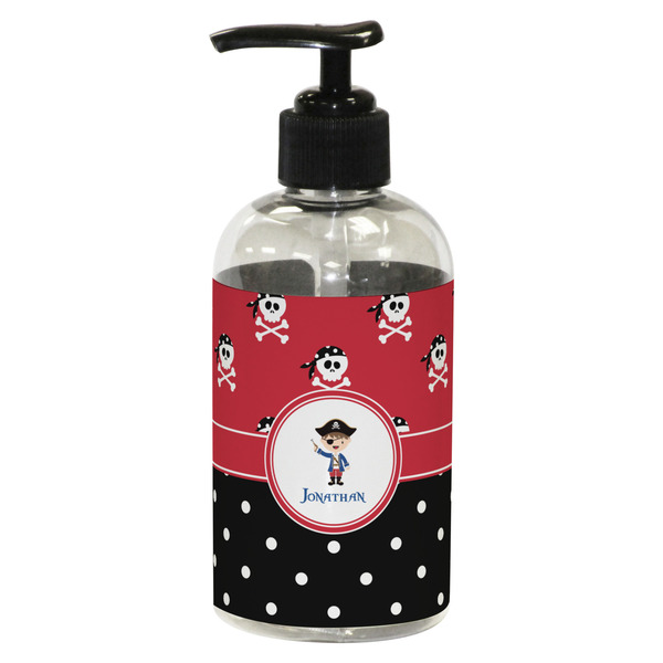 Custom Pirate & Dots Plastic Soap / Lotion Dispenser (8 oz - Small - Black) (Personalized)