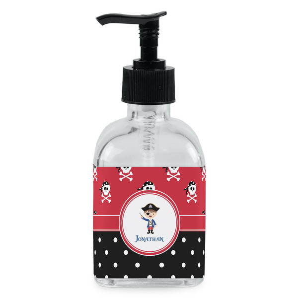 Custom Pirate & Dots Glass Soap & Lotion Bottle - Single Bottle (Personalized)