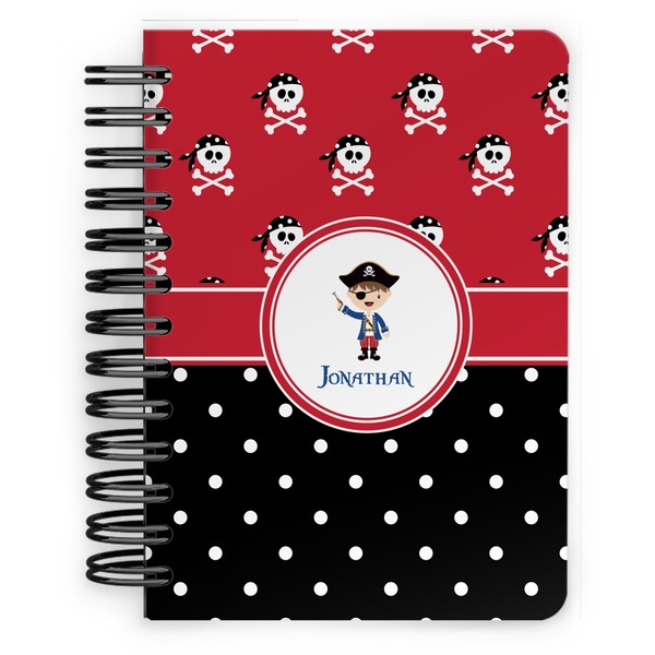 Custom Pirate & Dots Spiral Notebook - 5x7 w/ Name or Text