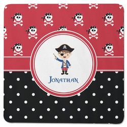 Pirate & Dots Square Rubber Backed Coaster (Personalized)