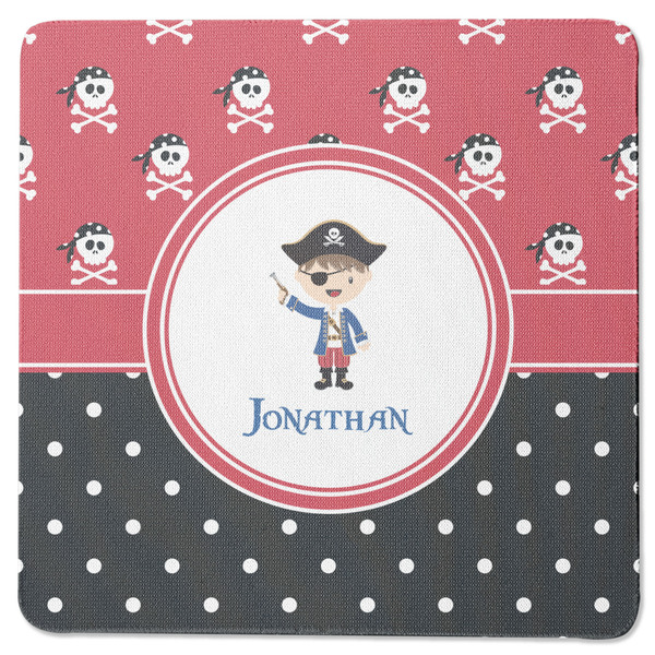 Custom Pirate & Dots Square Rubber Backed Coaster (Personalized)