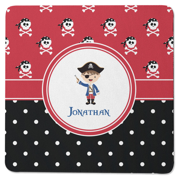 Custom Pirate & Dots Square Rubber Backed Coaster (Personalized)