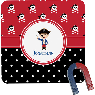 Pirate & Dots Square Fridge Magnet (Personalized)