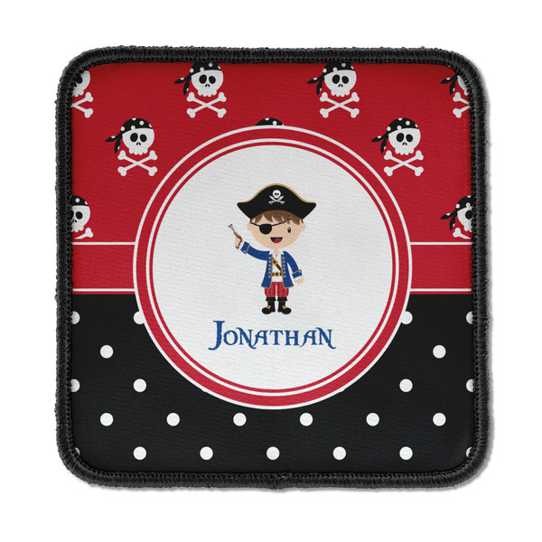 Custom Pirate & Dots Iron On Square Patch w/ Name or Text