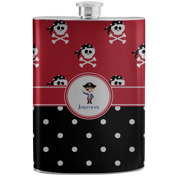 Custom Pirate & Dots Stainless Steel Flask (Personalized)