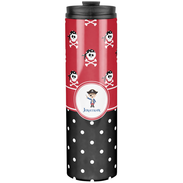 Custom Pirate & Dots Stainless Steel Skinny Tumbler - 20 oz (Personalized)