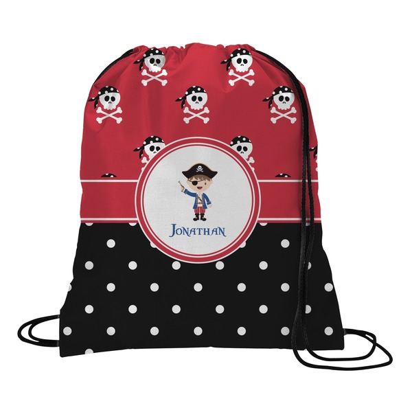 Custom Pirate & Dots Drawstring Backpack - Medium (Personalized)