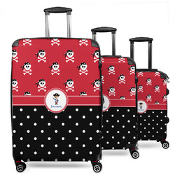 Pirate & Dots 3 Piece Luggage Set - 20" Carry On, 24" Medium Checked, 28" Large Checked (Personalized)
