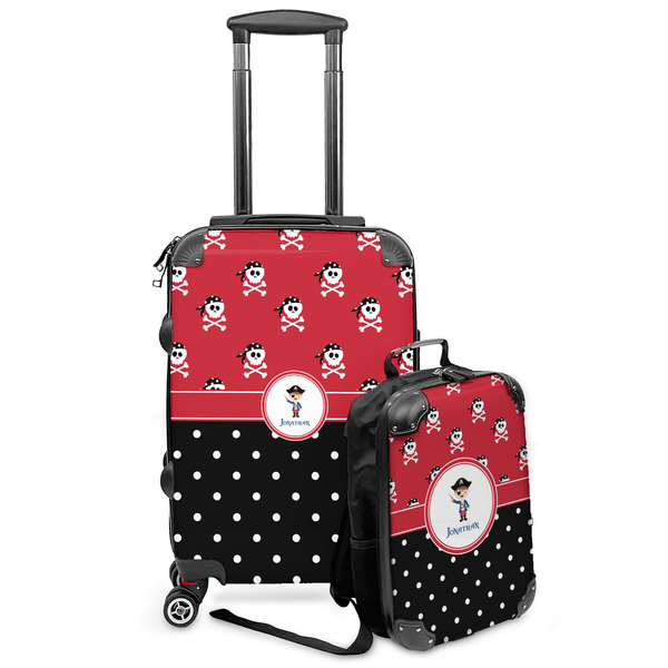 Custom Pirate & Dots Kids 2-Piece Luggage Set - Suitcase & Backpack (Personalized)