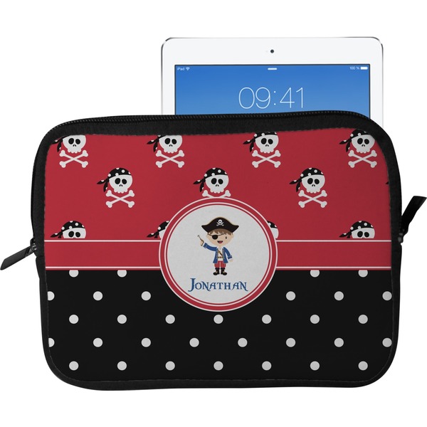 Custom Pirate & Dots Tablet Case / Sleeve - Large (Personalized)