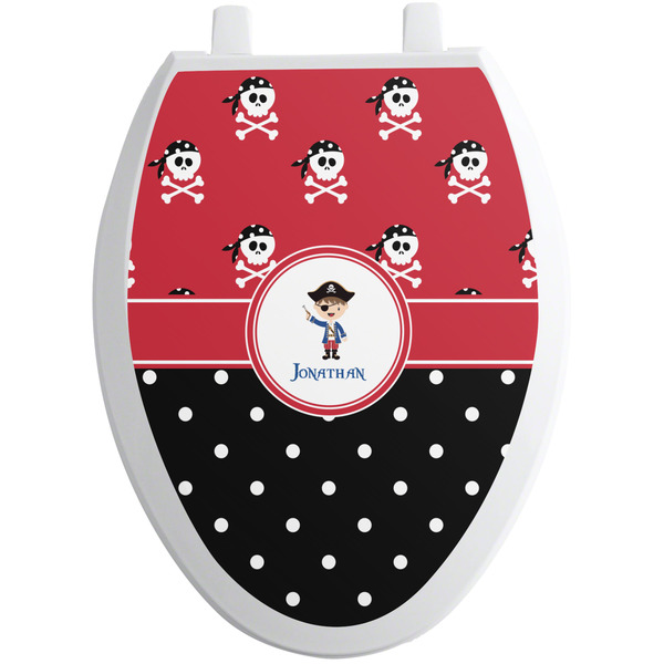Custom Pirate & Dots Toilet Seat Decal - Elongated (Personalized)