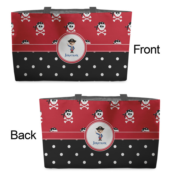 Pirate & Dots Tote w/Black Handles - Front & Back Views