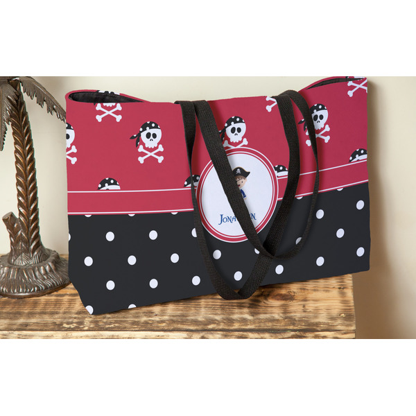 Pirate & Dots Tote w/Black Handles - Lifestyle View
