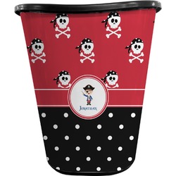 Pirate & Dots Waste Basket - Single Sided (Black) (Personalized)