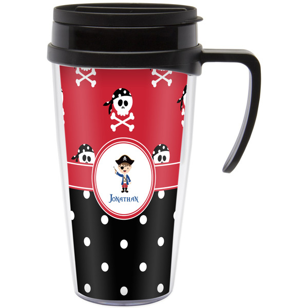 Custom Pirate & Dots Acrylic Travel Mug with Handle (Personalized)