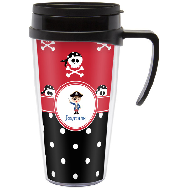 Custom Pirate & Dots Acrylic Travel Mug with Handle (Personalized)