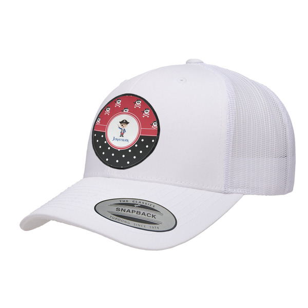 Custom Pirate & Dots Trucker Hat - White (Personalized)