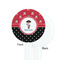 Pirate & Dots White Plastic 7" Stir Stick - Single Sided - Round - Front & Back