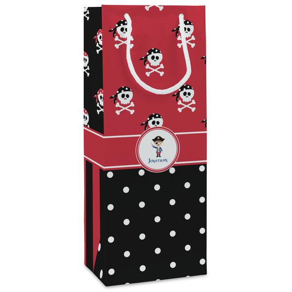 Custom Pirate & Dots Wine Gift Bags - Matte (Personalized)